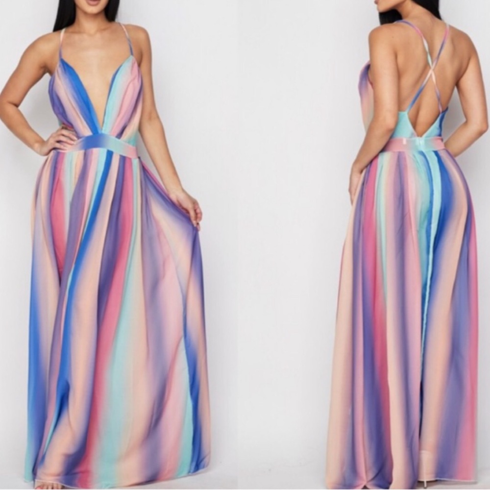 Deep V-Neck Maxi Dress